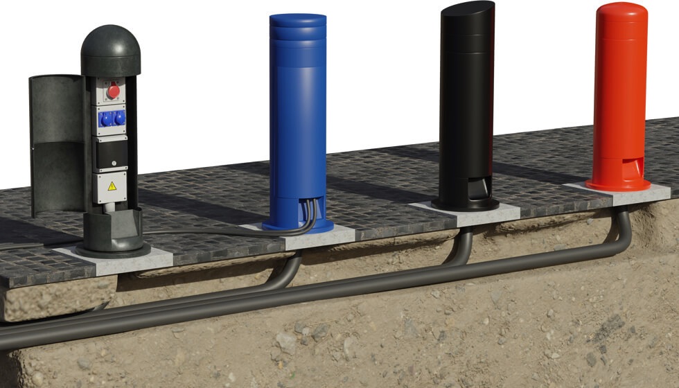 The range of the elegant power bollard designs from Pop Up Power Supplies.